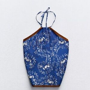 Zara Printed Halter Top - Blue